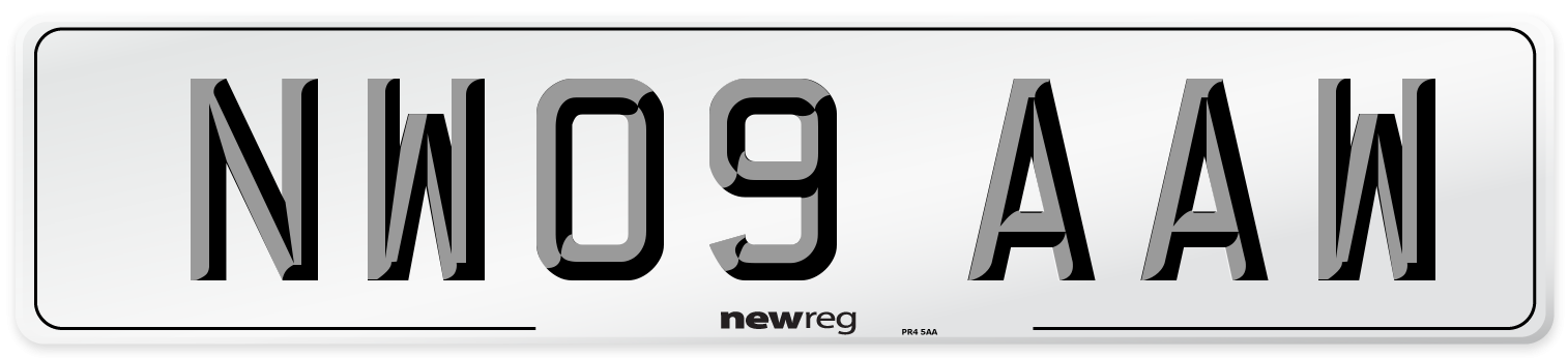 NW09 AAW Number Plate from New Reg